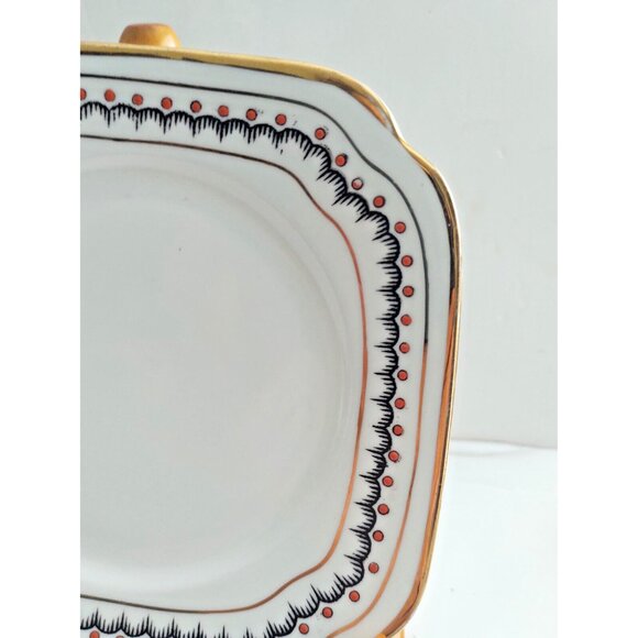 Antique  Art Deco Hand Painted Tea Cup and Saucer with Bread Plate  England - Picture 9 of 11